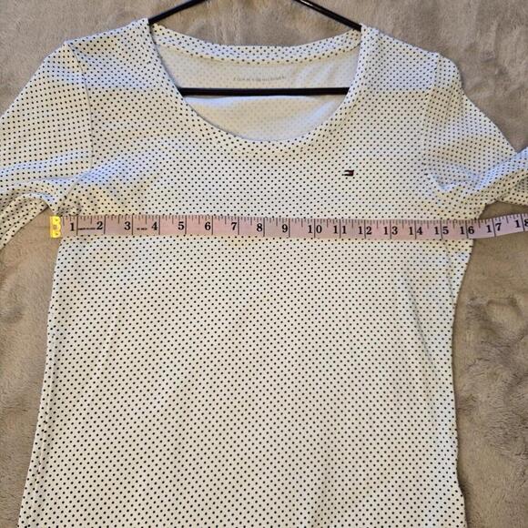 Tommy Hilfiger Women's Ladies White Dark Blue Polka Dot Print Blouse Size M - Picture 6 of 9